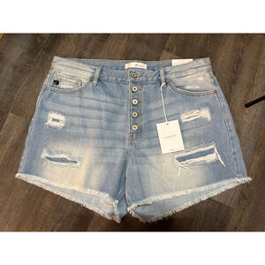 Women's KanCan Light Blue Distressed Jean Shorts Plus Size 16W